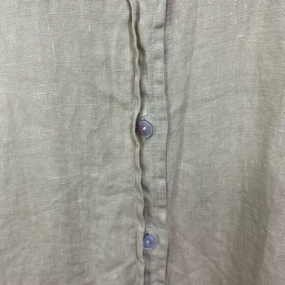 NU Construction 100% Linen Boho Lagenlook Ling Sleeves Button Up Shirt Size 1X - Picture 6 of 12